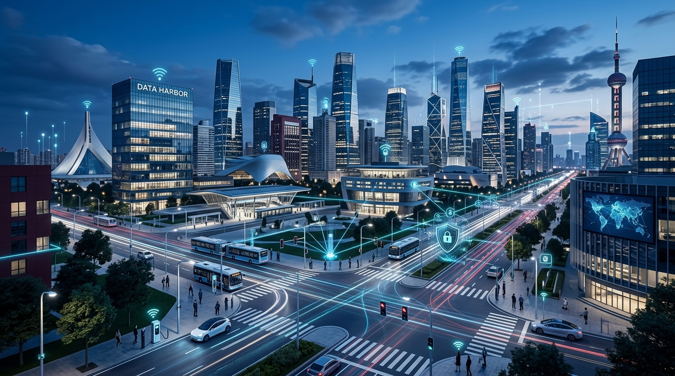 Connected urban infrastructure illustrating smart city technology
